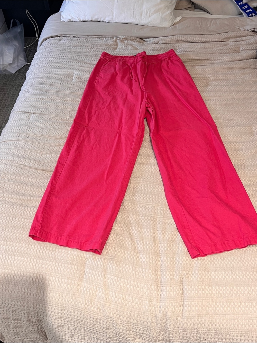J. Crew Hot Pink Linen Blend Wide Leg Pants